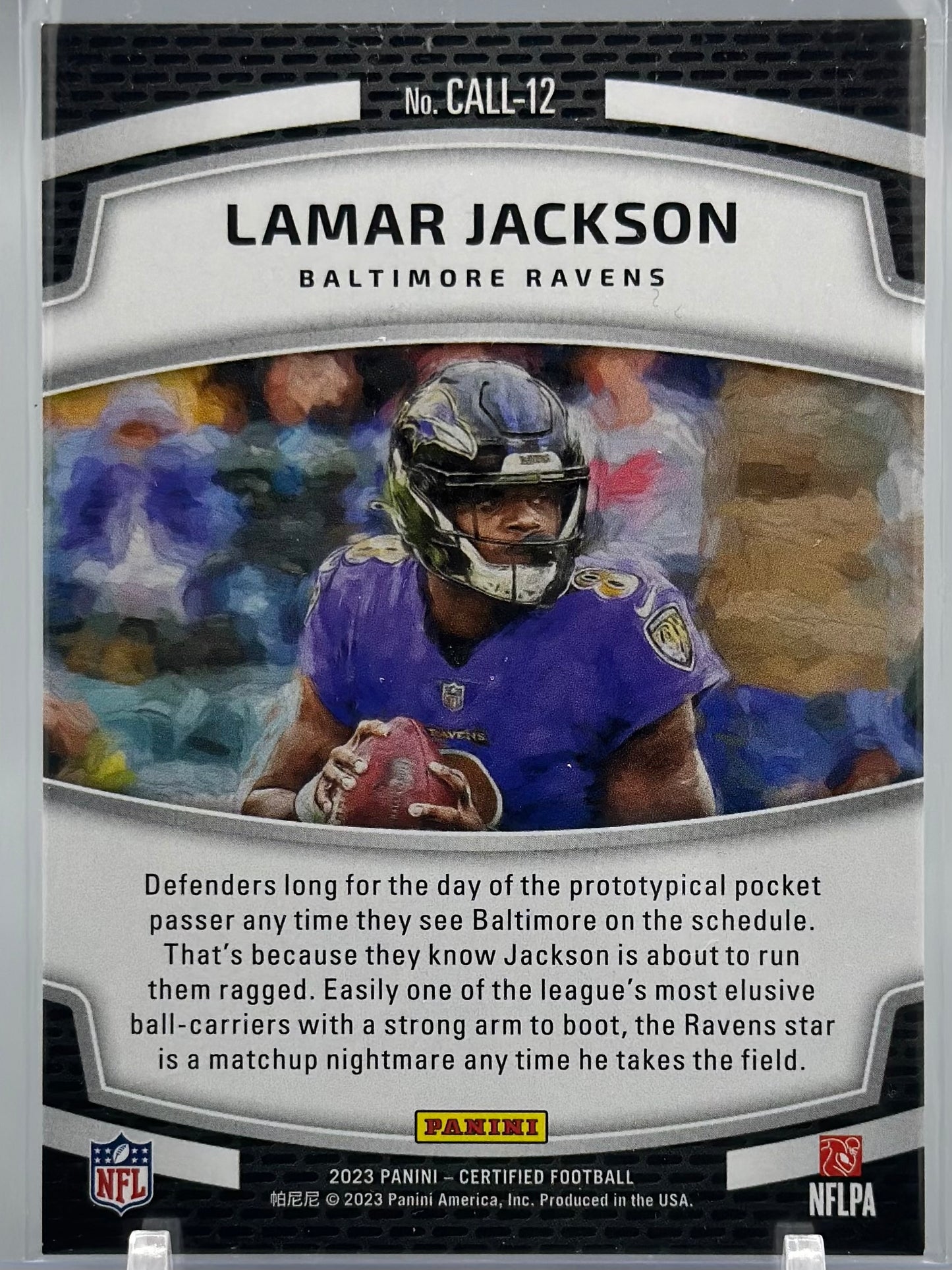 Lamar Jackson 2023 Panini Certified Calling Cards Bronze Mirror /249 #CALL-12