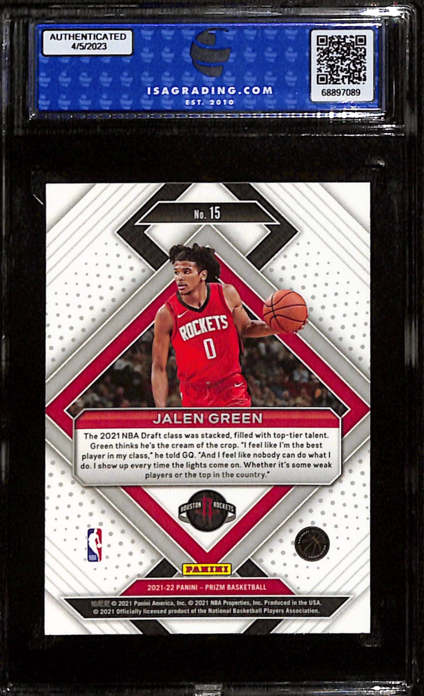 2021-22 Panini Prizm Jalen Green Emergent #15 ISA 10