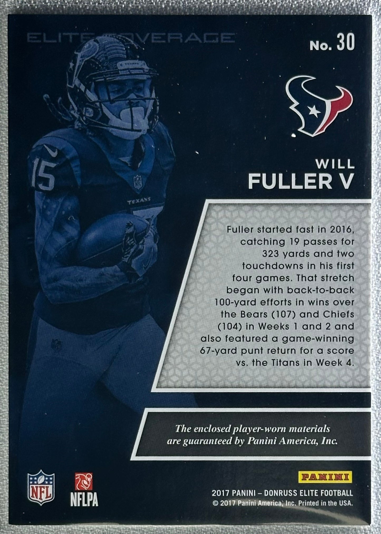 Will Fuller V 2017 Panini Donruss Elite Elite Coverage Dual #15