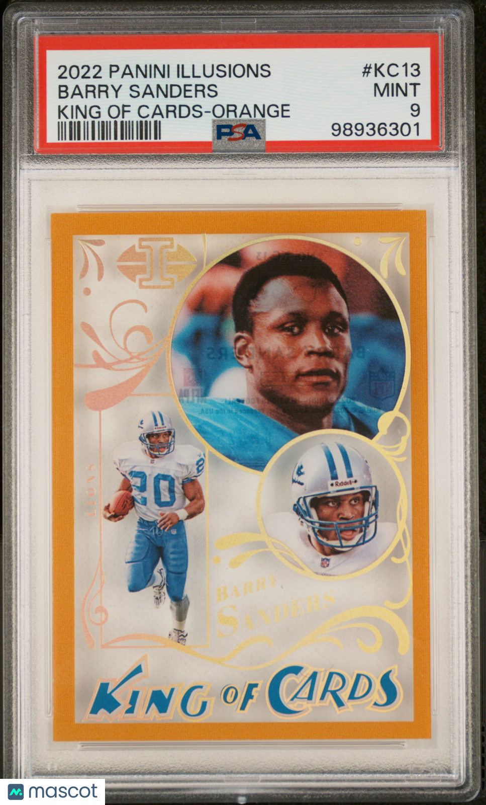 2022 Panini Illusions Barry Sanders King Of Cards Orange /25 #KC13 PSA 9