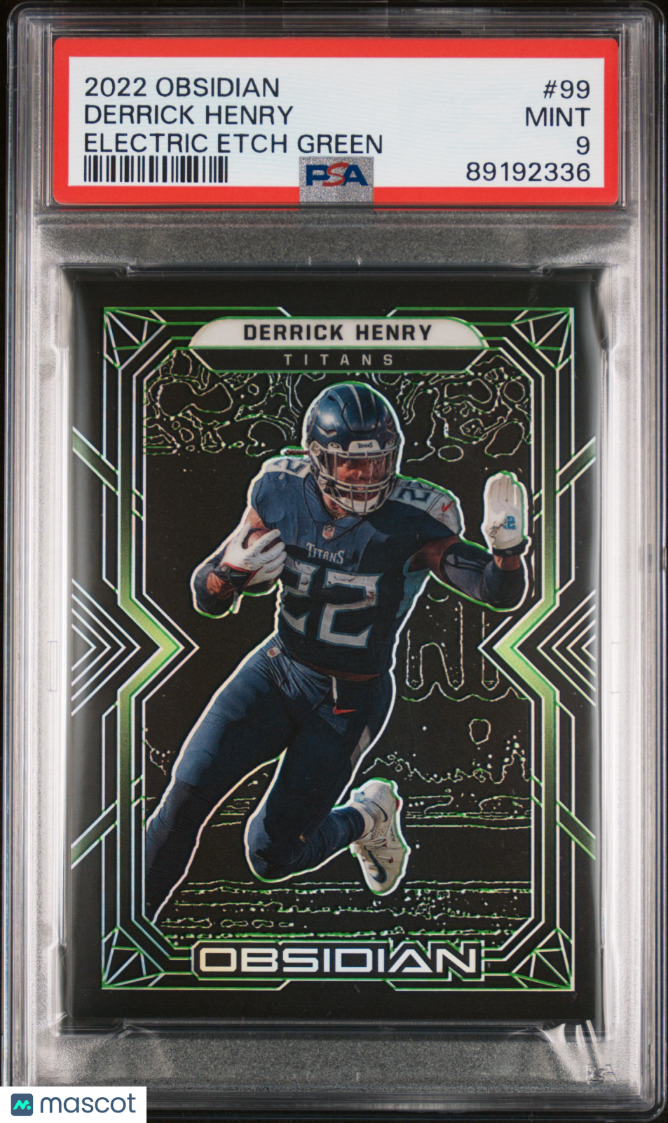 2022 Panini Obsidian Derrick Henry Electric Etch Green /50 #99 PSA 9