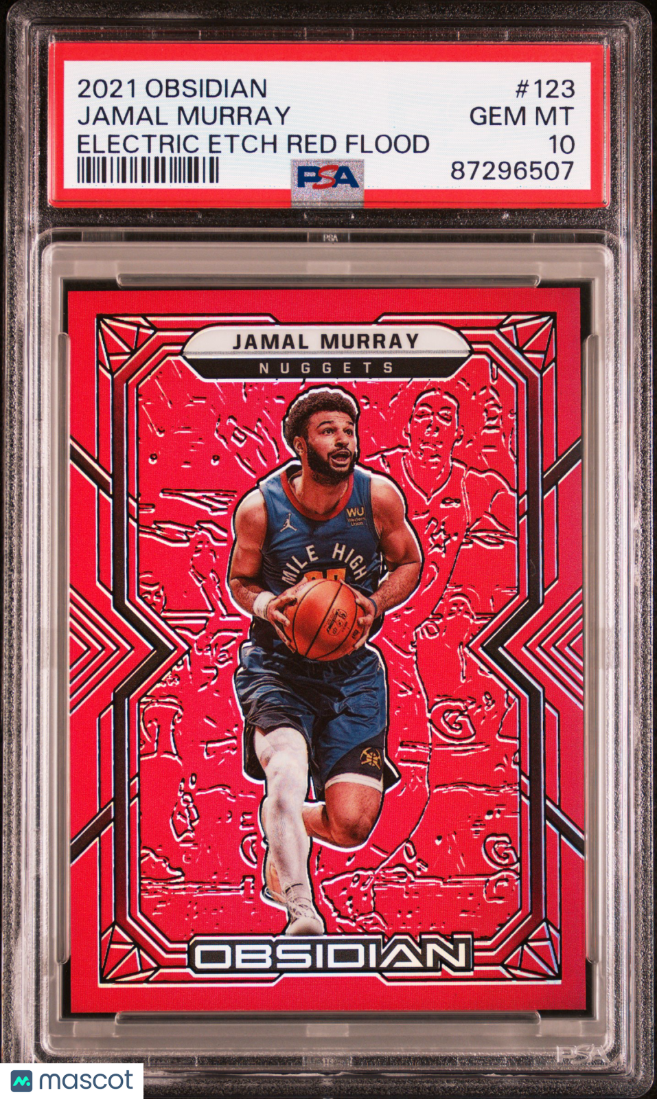 Jamal Murray 2021 Panini Obsidian Electric Etch Red Flood #123 PSA 10