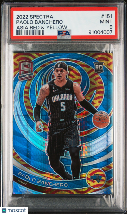 2022 Panini Spectra Paolo Banchero Asia Red & Yellow /75 #151 PSA 9