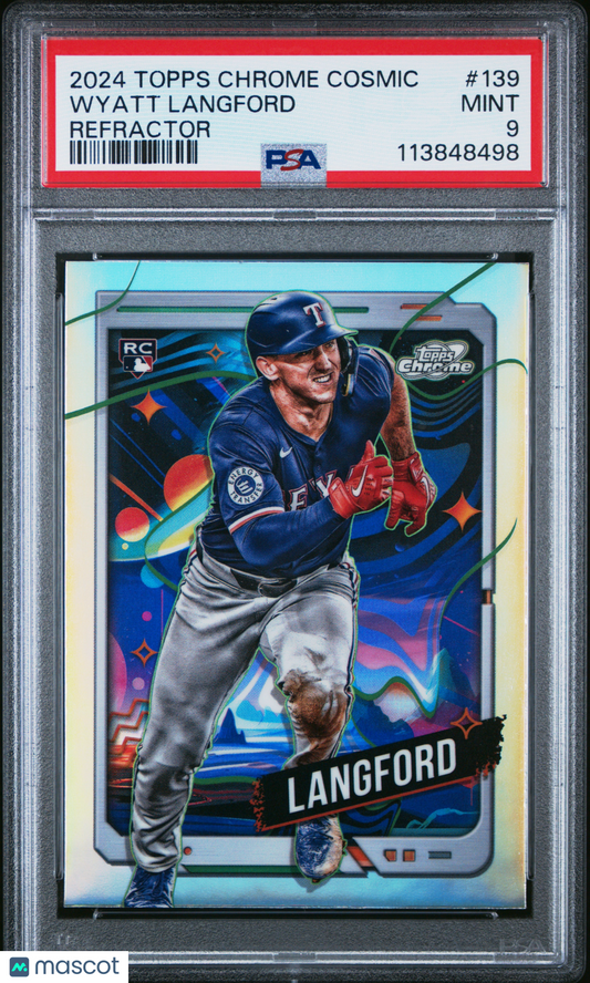 2024 Topps Chrome Cosmic Wyatt Langford Refractor RC #139 PSA 9