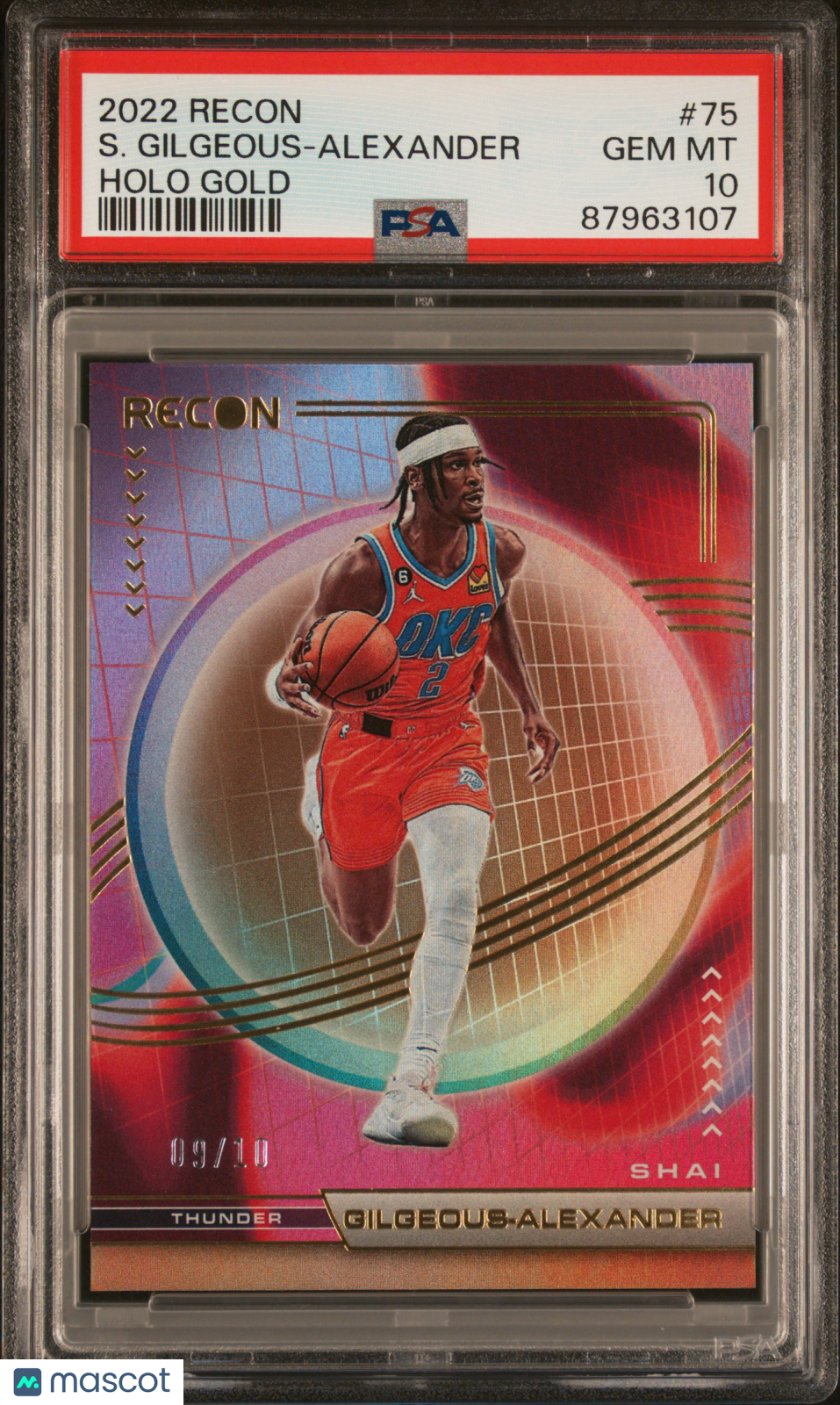 2022 Panini Recon Shai Gilgeous-Alexander Holo Gold /10 #75 PSA 10