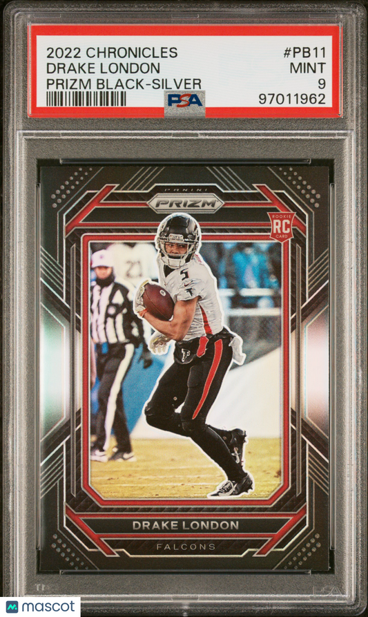 Drake London 2022 Panini Chronicles Prizm Black Silver #PB11 PSA 9 RC