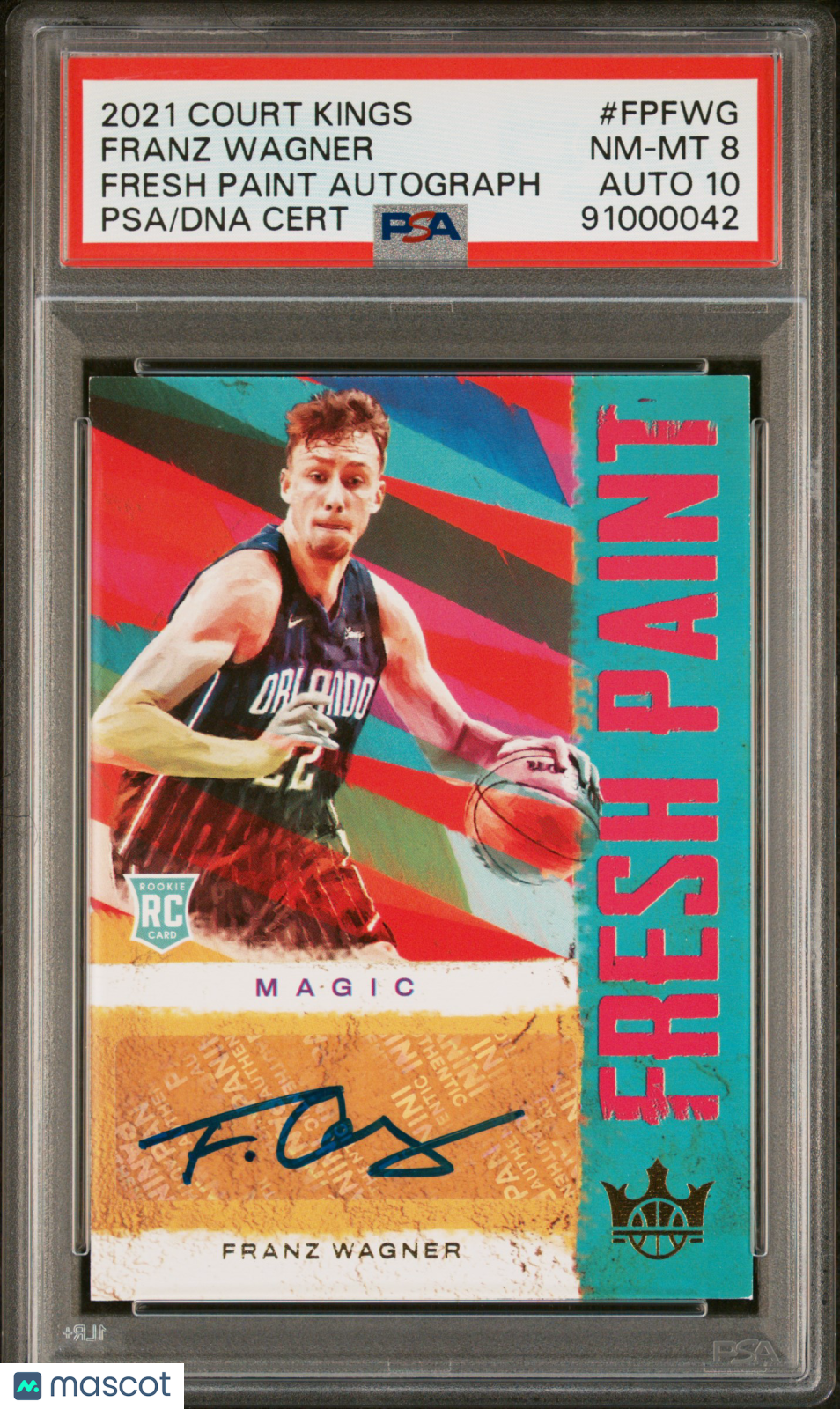 2021 Panini Court Kings Franz Wagner Fresh Paint Autograph /199 #FPFWG PSA 8