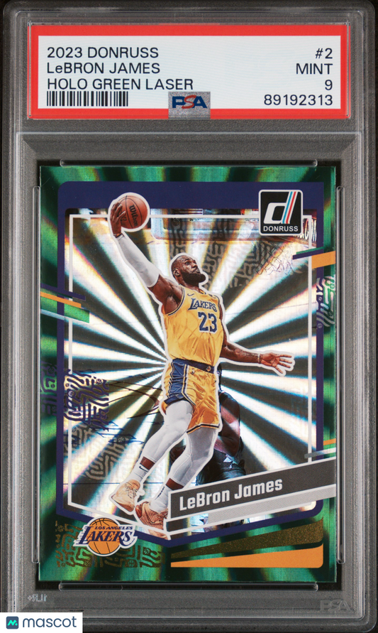 2023 Panini Donruss LeBron James Holo Green Laser #2 PSA 9