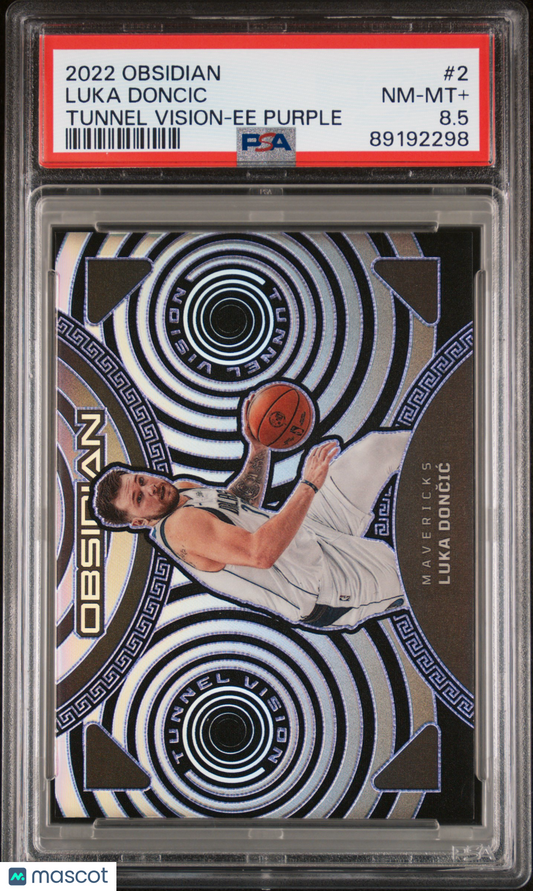 2022 Panini Obsidian Luka Doncic Tunnel Vision EE Purple /75 #2 PSA 8.5