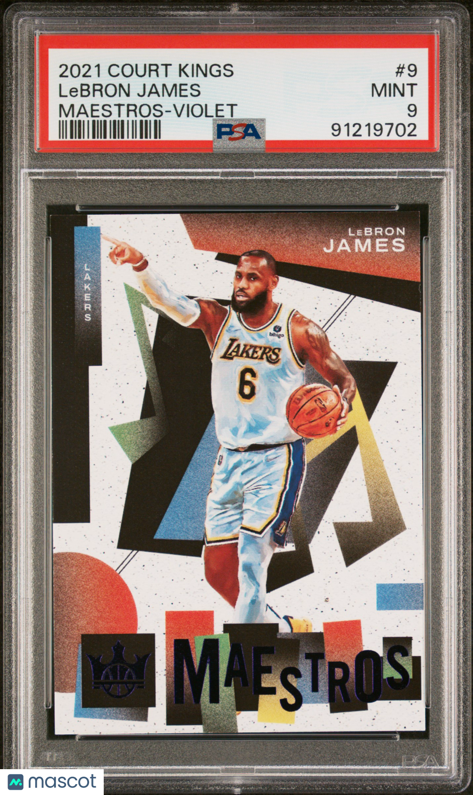 LeBron James 2021 Panini Court Kings Maestros Violet /49 #9 PSA 9