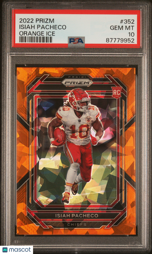 2022 Panini Prizm Isiah Pacheco Orange Ice #352 RC PSA 10