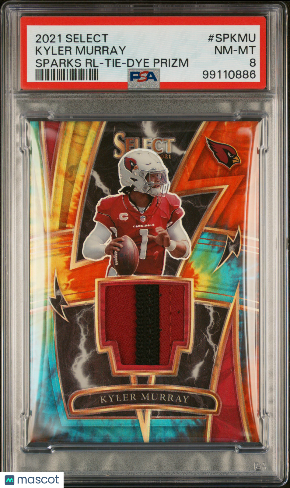 2021 Panini Select Kyler Murray Sparks Relics Tie Dye Prizm /25 #SPKMU PSA 8