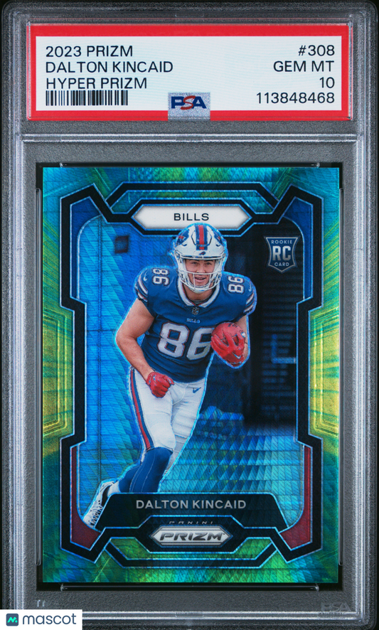 2023 Panini Prizm Dalton Kincaid Hyper 138/175 RC #308 PSA 10