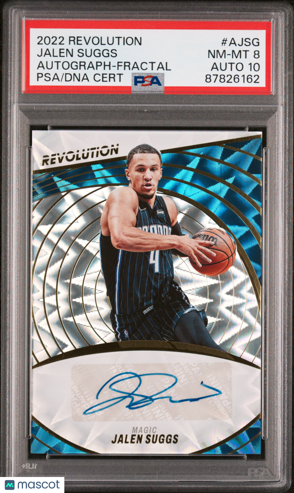 Jalen Suggs 2022 Panini Revolution Autographs Fractal /100 #AJSG PSA 8 10