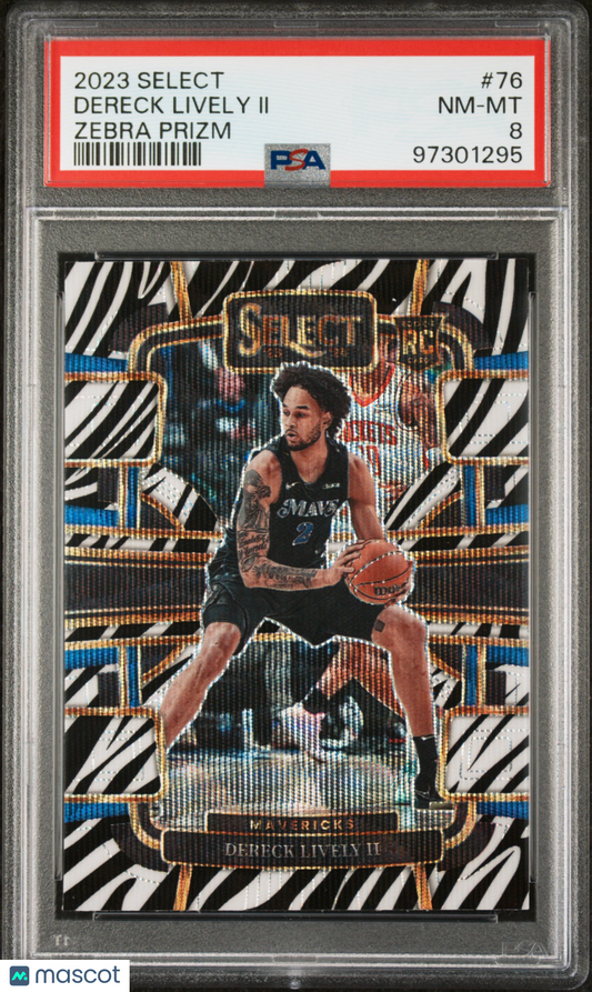 Dereck Lively II 2023 Panini Select Zebra Prizm #76 PSA 8 RC