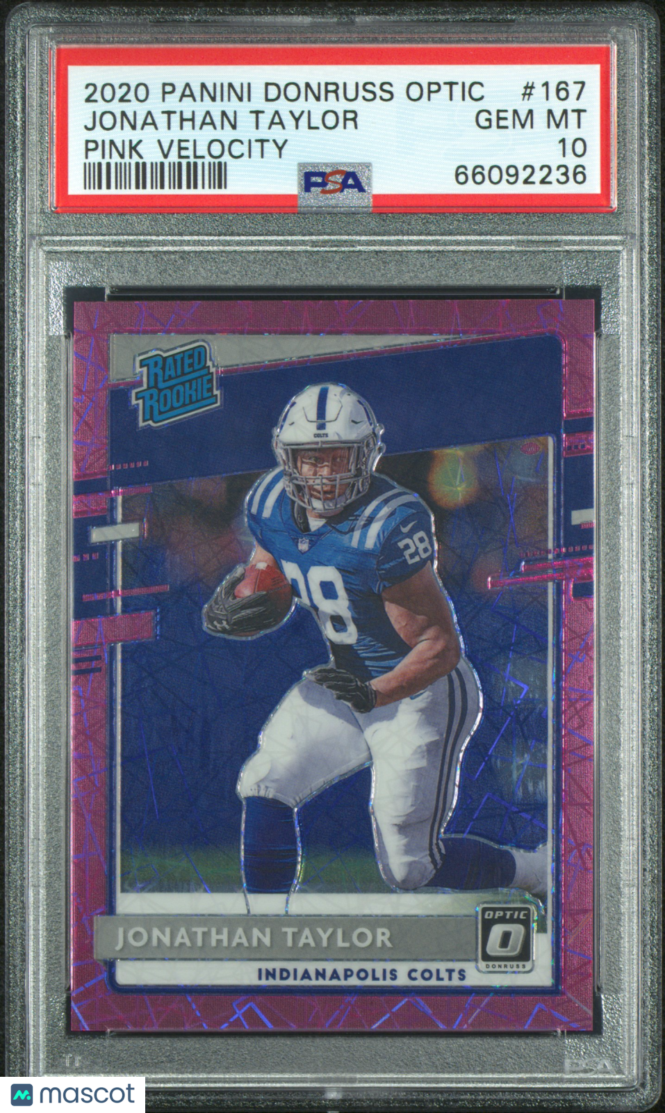 2020 Panini Donruss Optic Jonathan Taylor Pink Velocity /79 #167 PSA 10