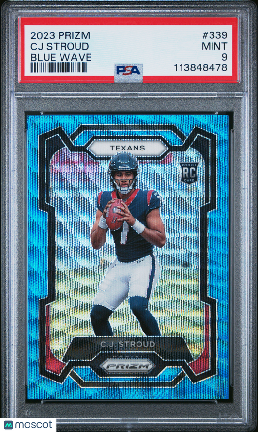 2023 Panini Prizm CJ Stroud Blue Wave 168/199 RC #339 PSA 9