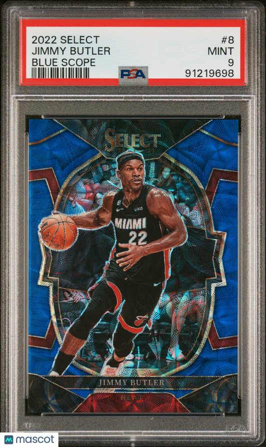2022 Panini Select Jimmy Butler Blue Scope /249 #8 PSA 9