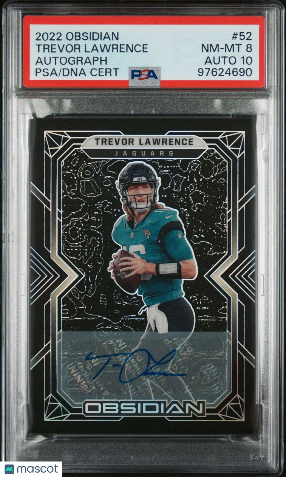 2022 Panini Obsidian Trevor Lawrence Autograph /10 #52 PSA 8