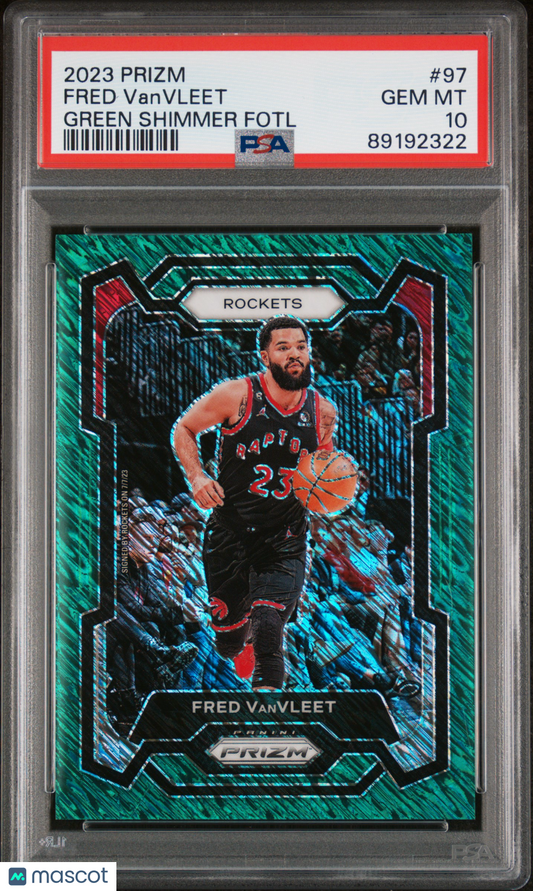 Fred Vanvleet 2023 Panini Prizm Green Shimmer FOTL /5 #97 PSA 10