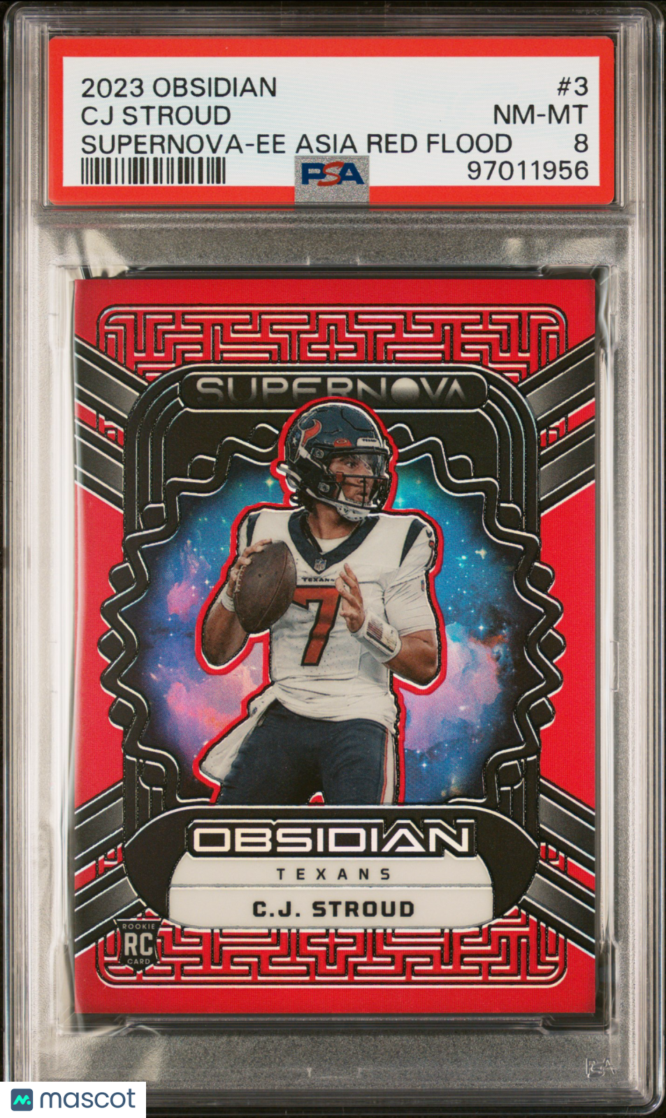 CJ Stroud 2023 Panini Obsidian Supernova Asia Red Flood #3 PSA 8 RC