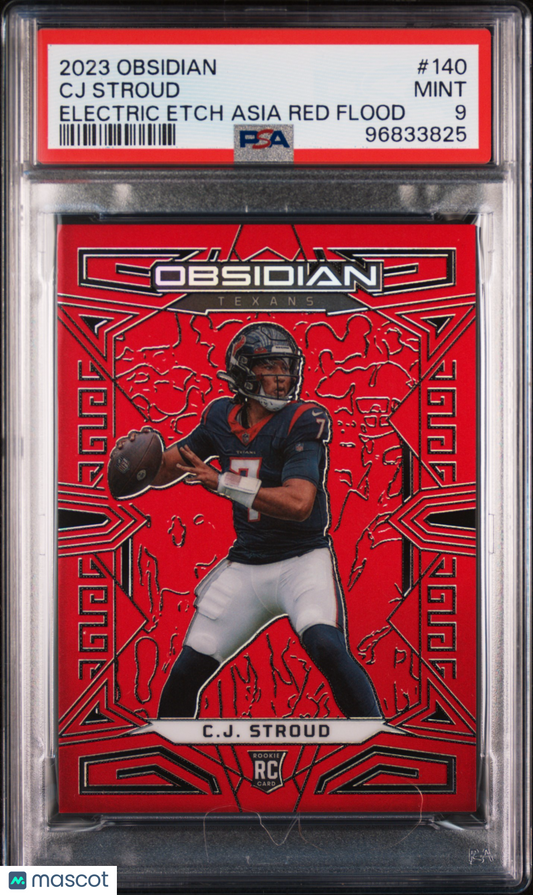 CJ Stroud 2023 Panini Obsidian Electric Etch Asia Red Flood /90 #140 PSA 9 RC