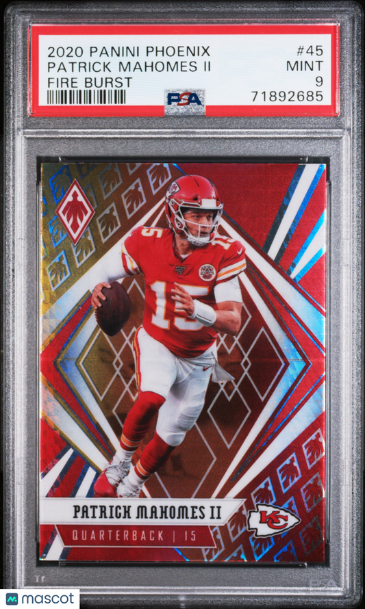 2020 Panini Phoenix Patrick Mahomes II Fire Burst #45 PSA 9