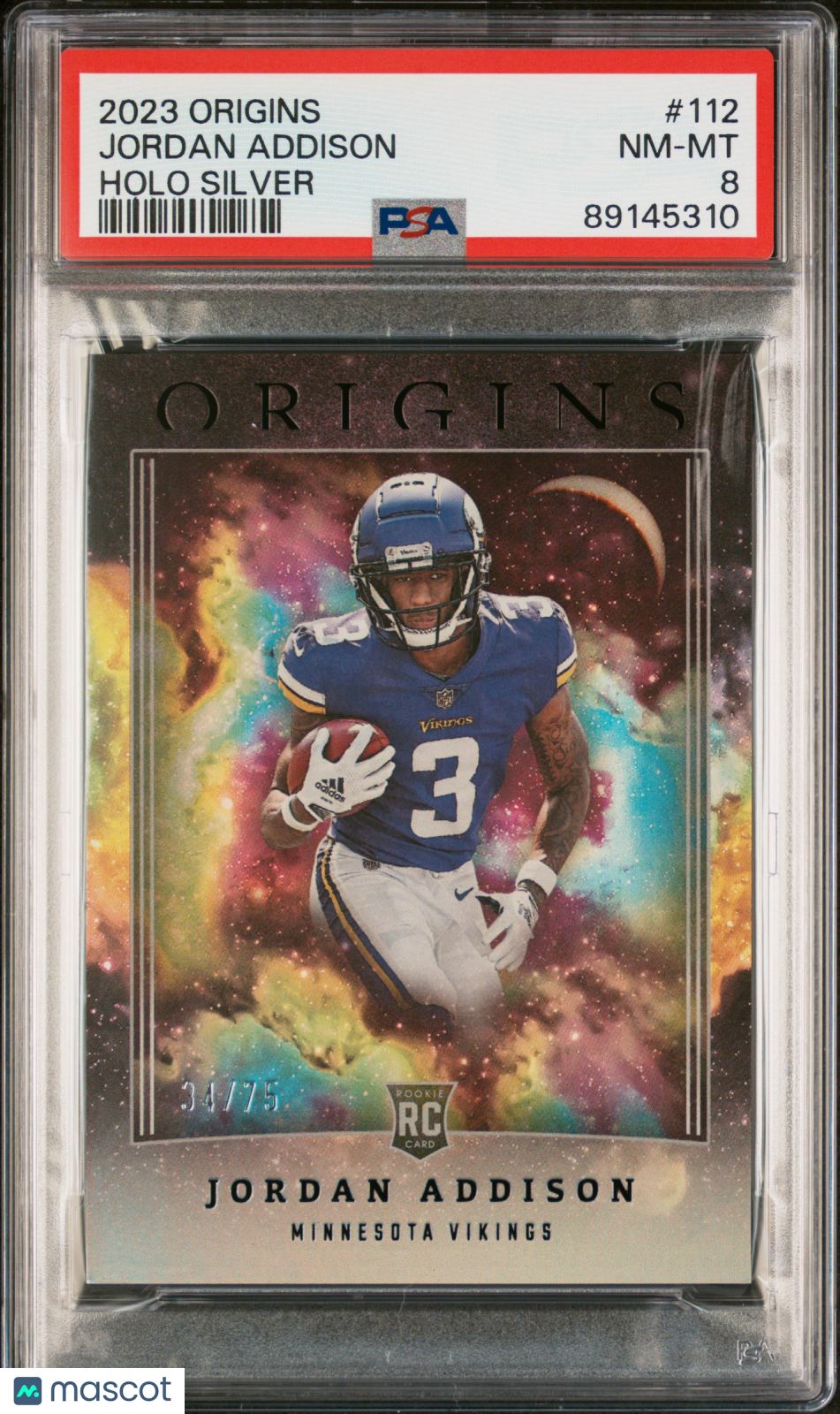 2023 Panini Origins Jordan Addison Holo Silver /75 #112 PSA 8