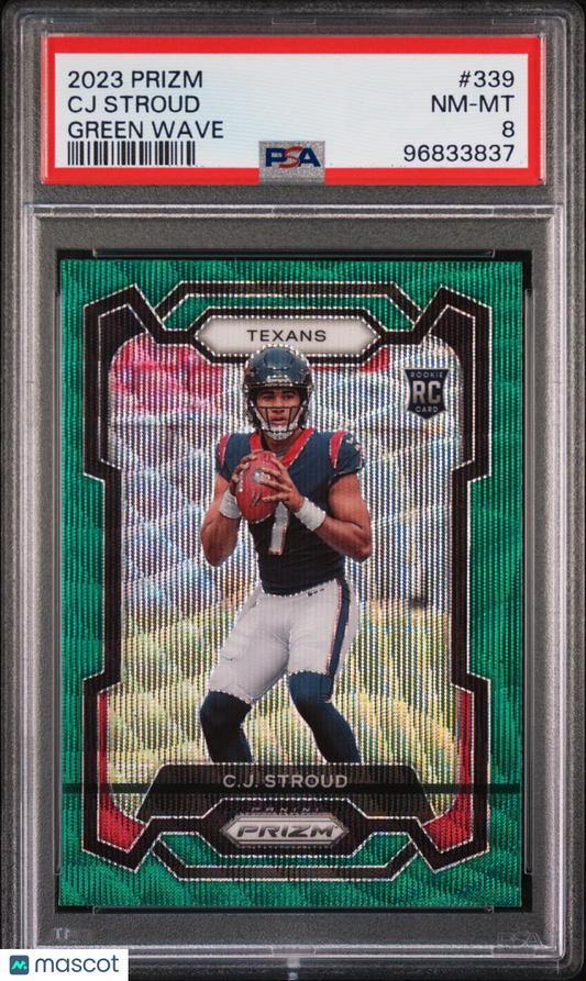 CJ Stroud 2023 Panini Prizm Green Wave #339 PSA 8