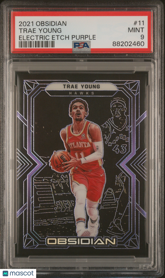 2021 Panini Obsidian Trae Young Electric Etch Purple /99 #11 PSA 9