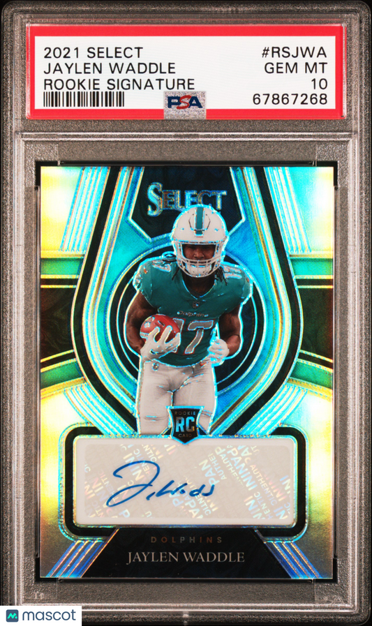 2021 Panini Select Jaylen Waddle Rookie Signature /75 #RSJWA PSA 10