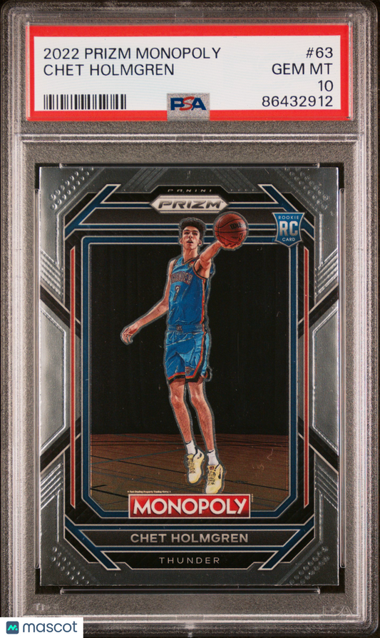 2022 Panini Prizm Monopoly Chet Holmgren #63 RC PSA 10