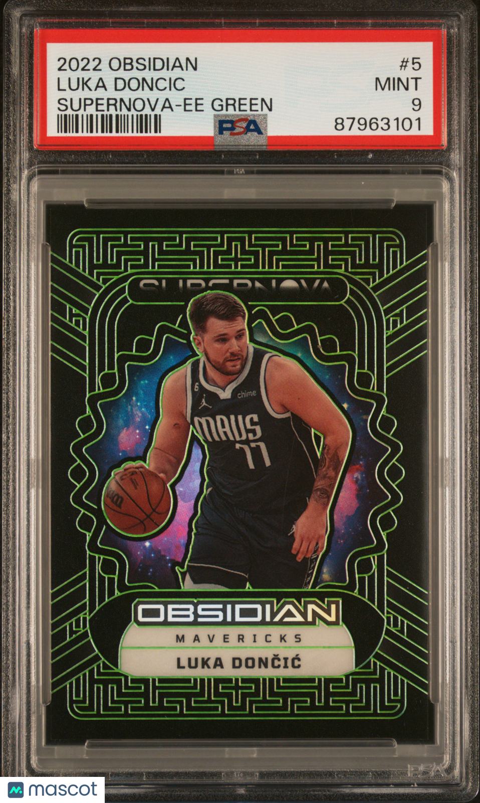 2022 Panini Obsidian Luka Doncic Supernova Green /25 #5 PSA 9
