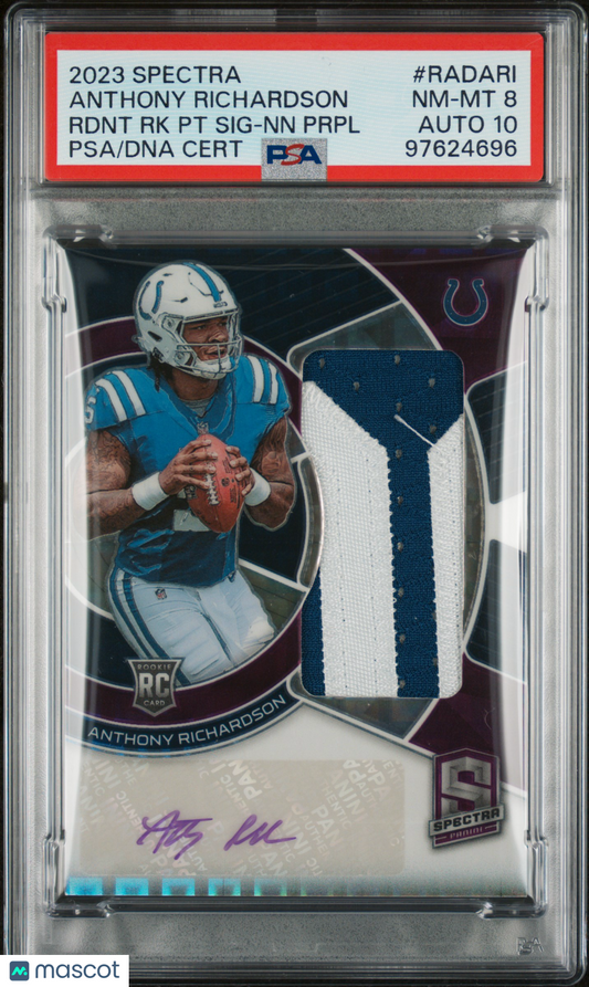 2023 Panini Spectra Anthony Richardson Radiant RPA Purple Neon /30 RC PSA 8