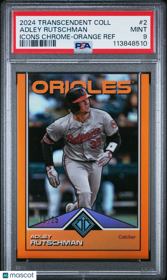 2024 Topps Transcendent Adley Rutschman Orange Refractor /25 #2 PSA 9