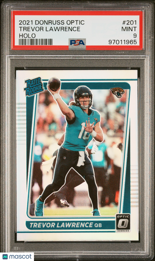 Trevor Lawrence 2021 Panini Donruss Optic Holo #201 PSA 9 RC