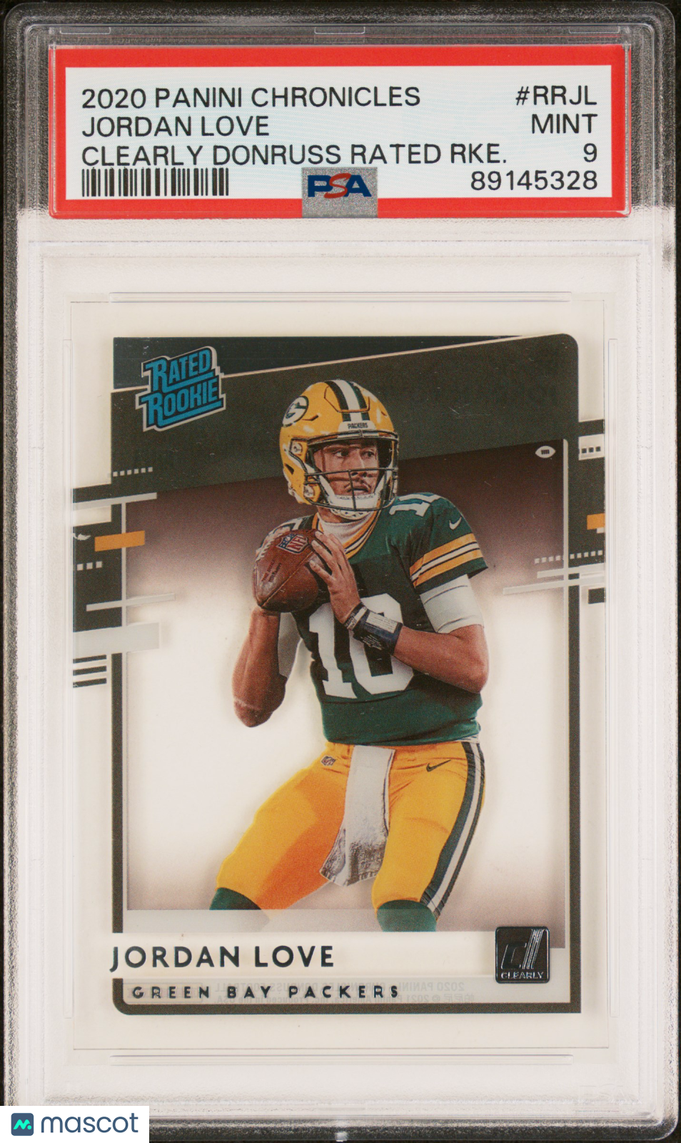 2020 Panini Chronicles Clearly Donruss Rated Rookies Jordan Love  #RRJL PSA 9