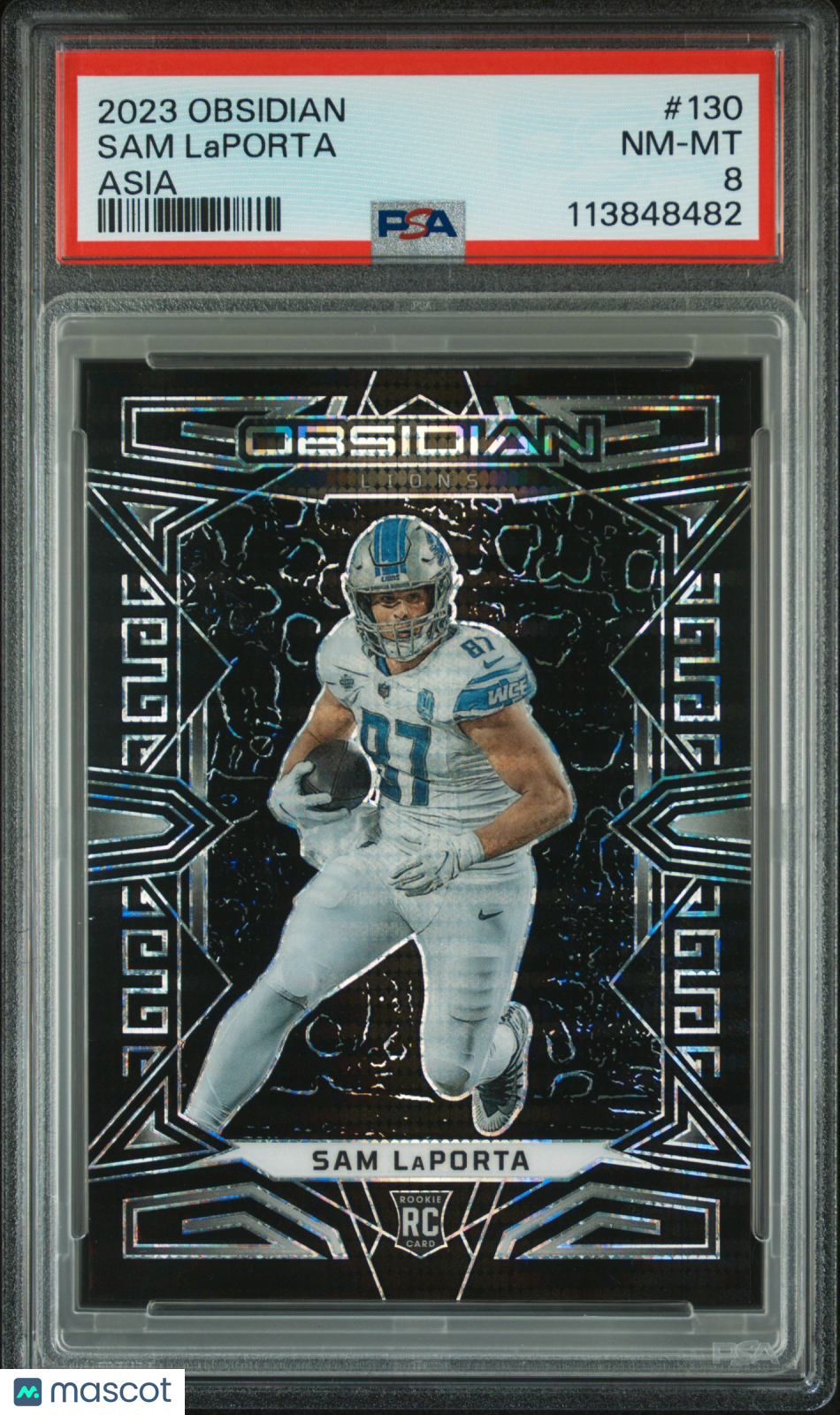 2023 Panini Obsidian Sam Laporta Asia RC #130 PSA 8