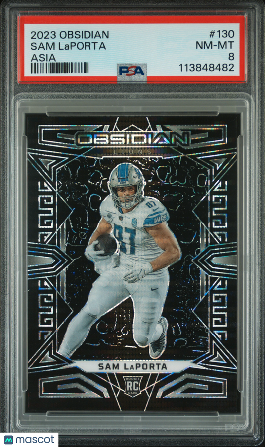 2023 Panini Obsidian Sam Laporta Asia RC #130 PSA 8