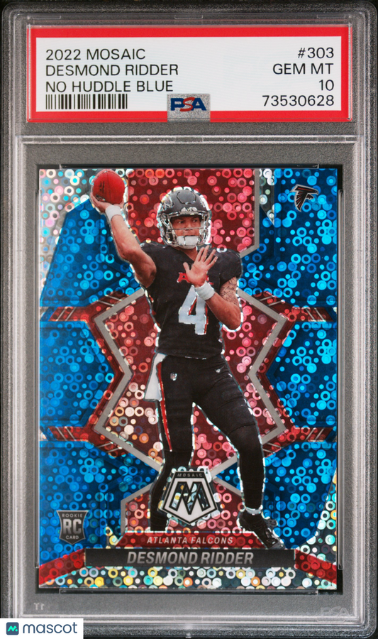 2022 Panini Mosaic Desmond Ridder No Huddle Blue /75 #303 PSA 10