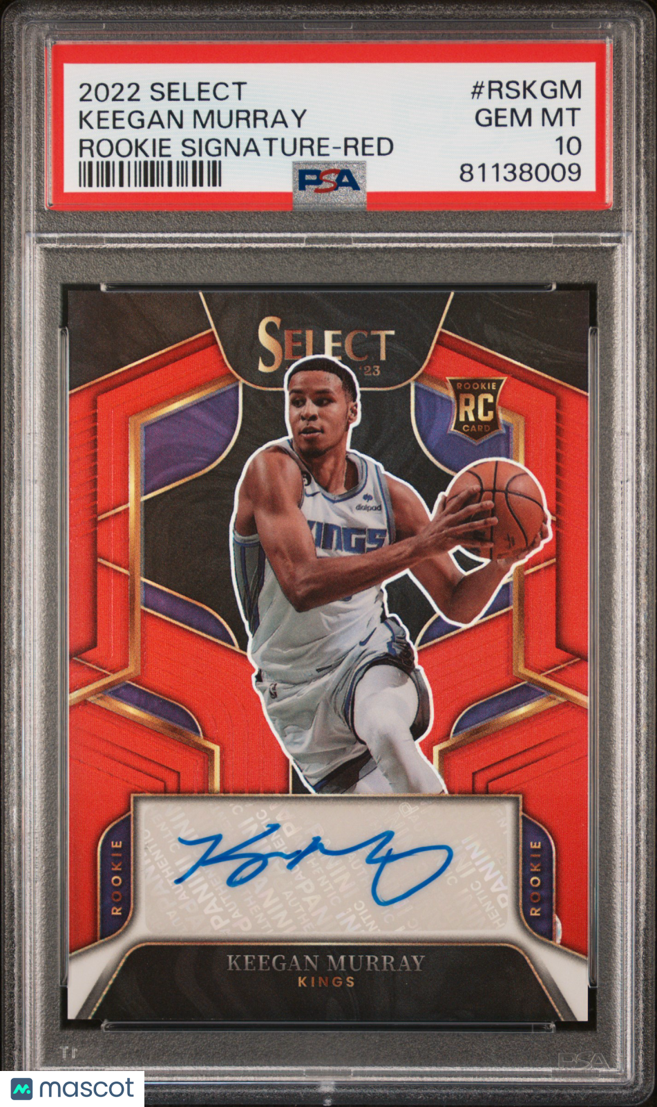 2022 Panini Select Keegan Murray Rookie Signatures Red /99 RC #RSKGM PSA 10