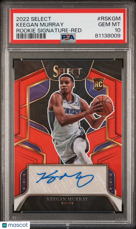 2022 Panini Select Keegan Murray Rookie Signatures Red /99 RC #RSKGM PSA 10