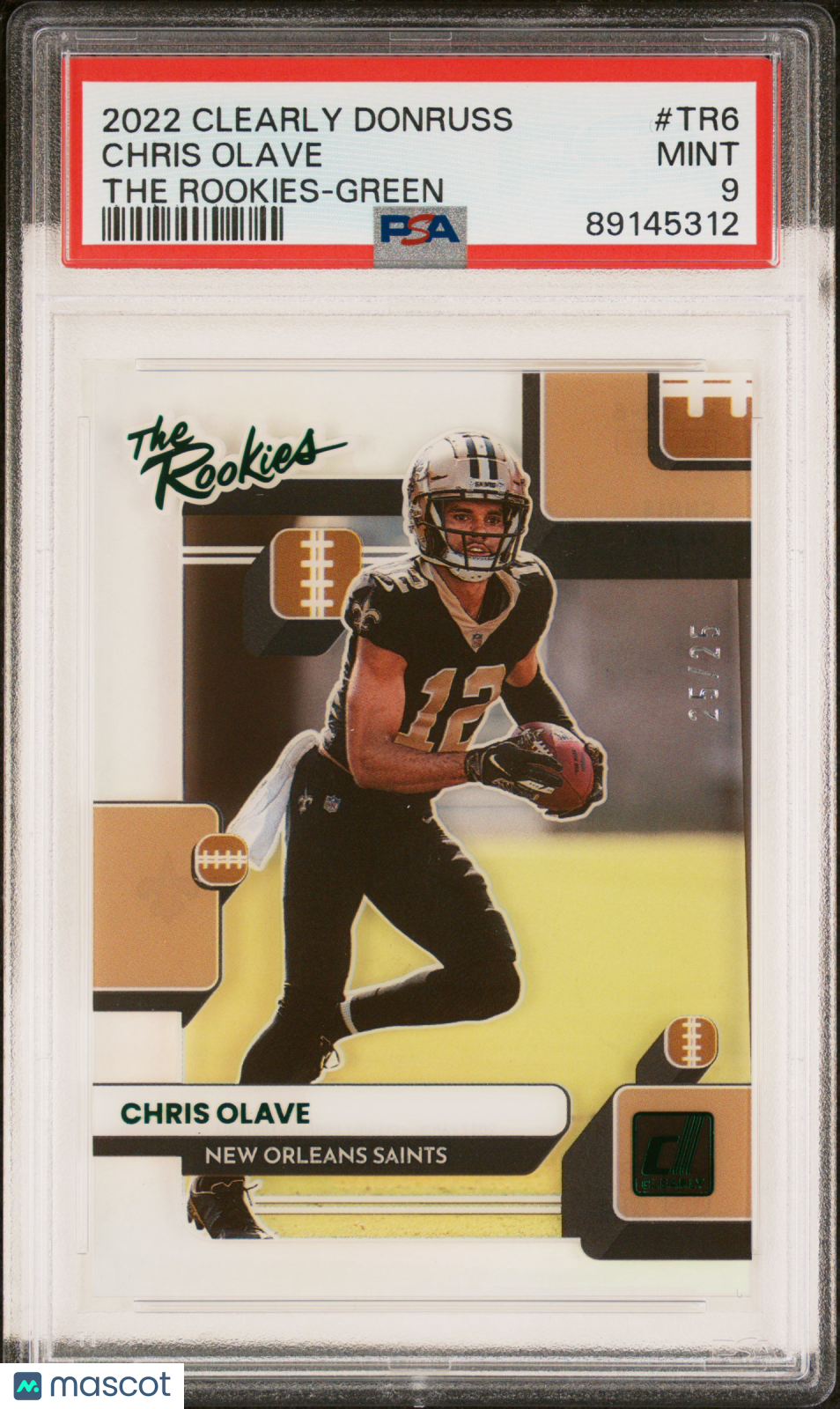 2022 Panini Clearly Donruss The Rookies Chris Olave Green /25 #TR6 PSA 9