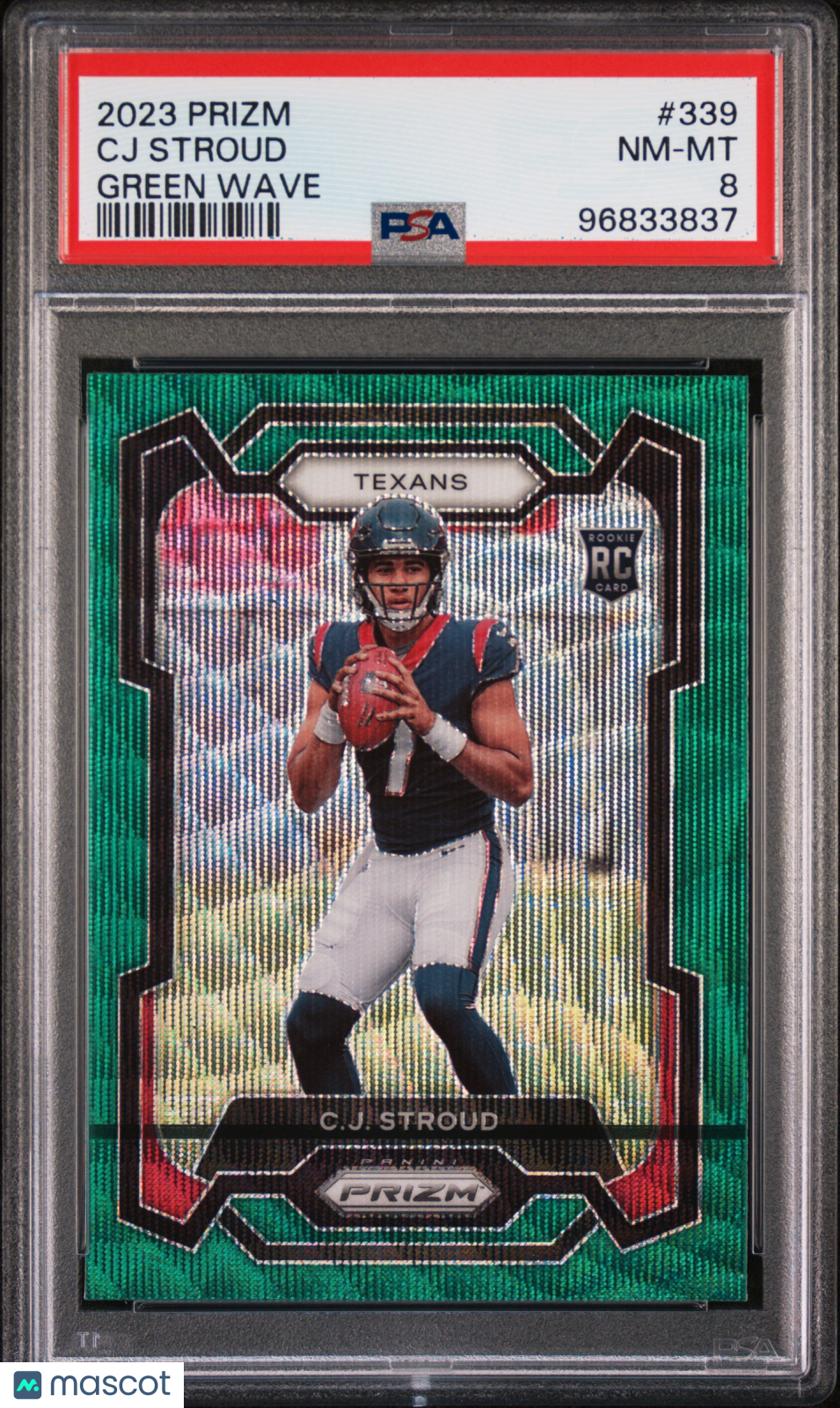 2023 Panini Prizm CJ Stroud Green Wave #339 PSA 8