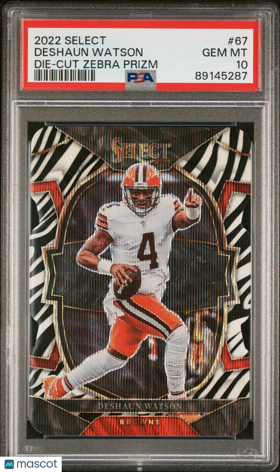 2022 Panini Select Deshaun Watson Die Cut Zebra Prizm #67 PSA 10
