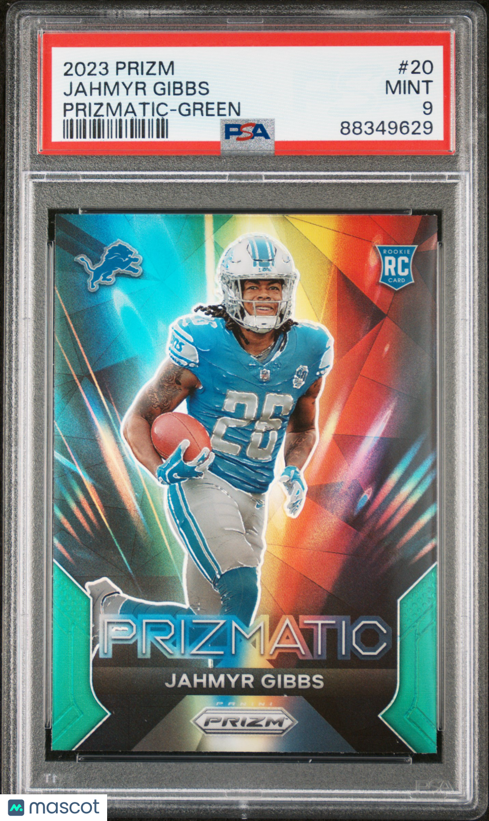 2023 Panini Prizm Jahmyr Gibbs Prizmatic Green #20 PSA 9