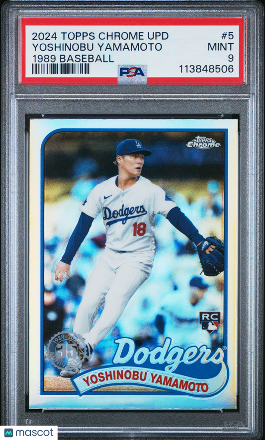 2024 Topps Chrome Update Yoshinobu Yamamoto 1989 RC #5 PSA 9