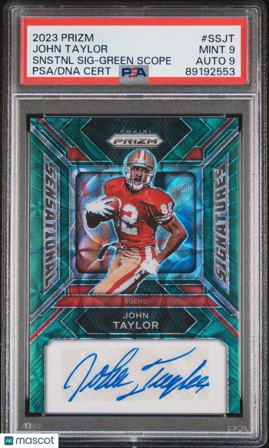 2023 Prizm John Taylor Sensational Signatures Green Scope /75 #SSJT PSA 9