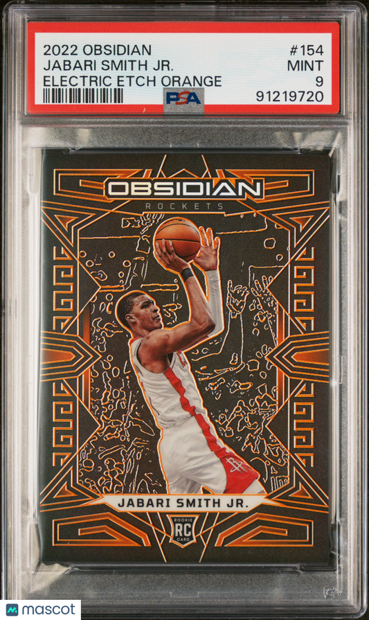 Jabari Smith JR. 2022 Panini Obsidian Electric Etch Orange /50 #154 PSA 9 RC