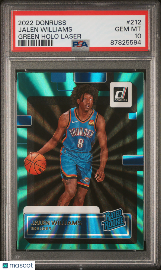 Jalen Williams 2022 Panini Donruss Green Holo Laser #212 PSA 10 RC